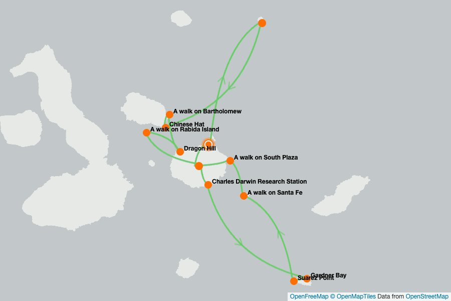 Itinerary Map image for Eastern Galápagos Cruise