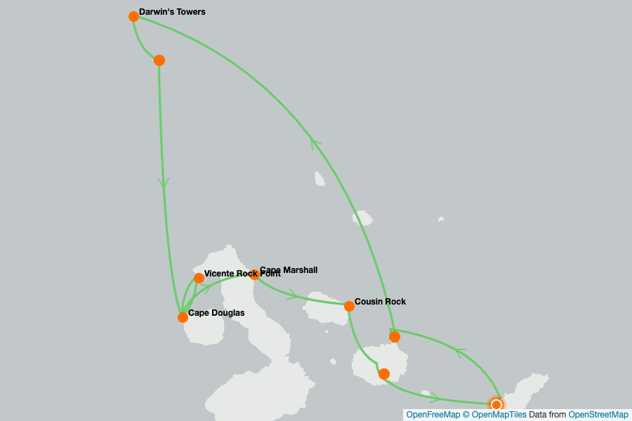 Itinerary Map image for Galápagos Diving Cruise