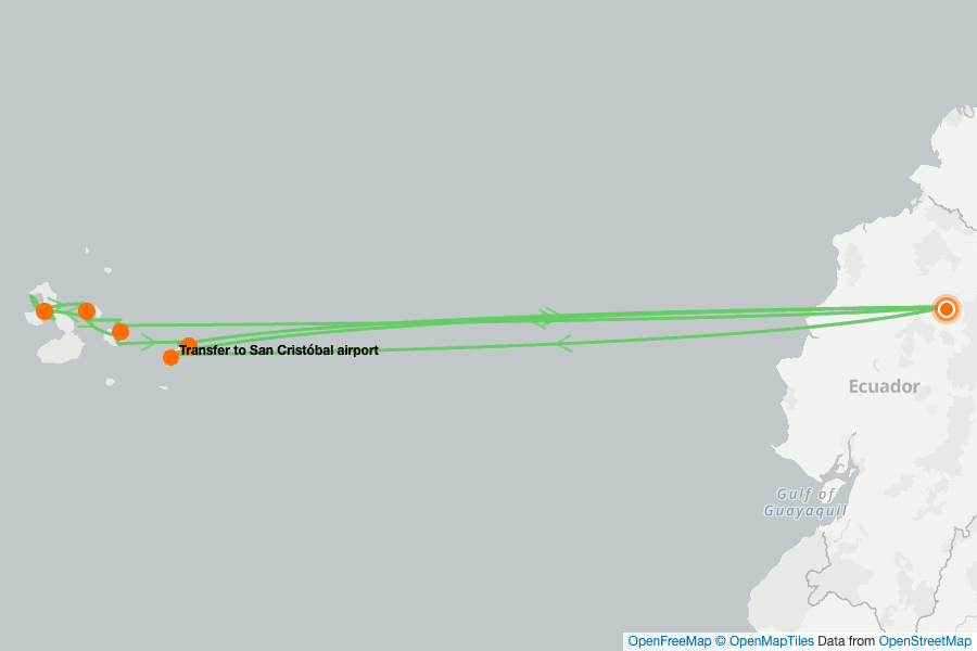 Itinerary Map image for De l'Ouest des Galápagos à l'Est