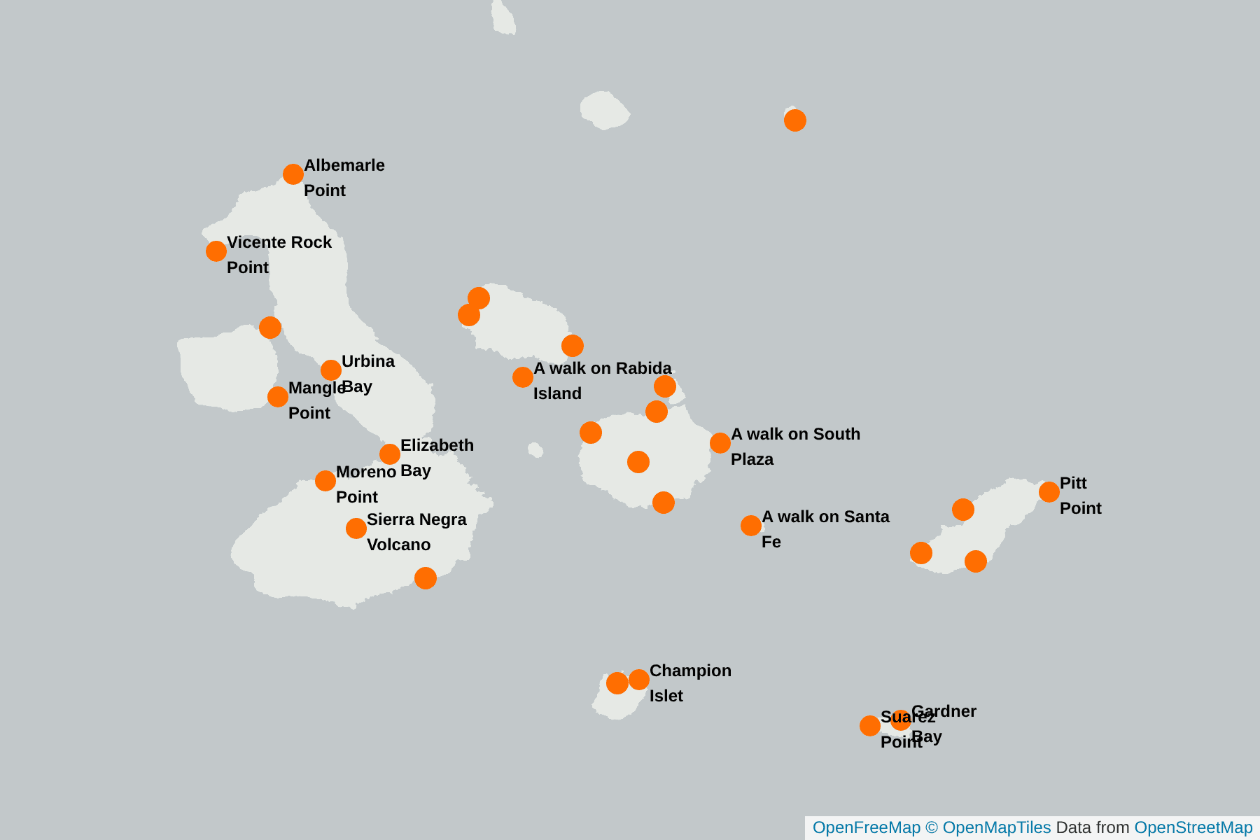 Map of Darwin's Finches