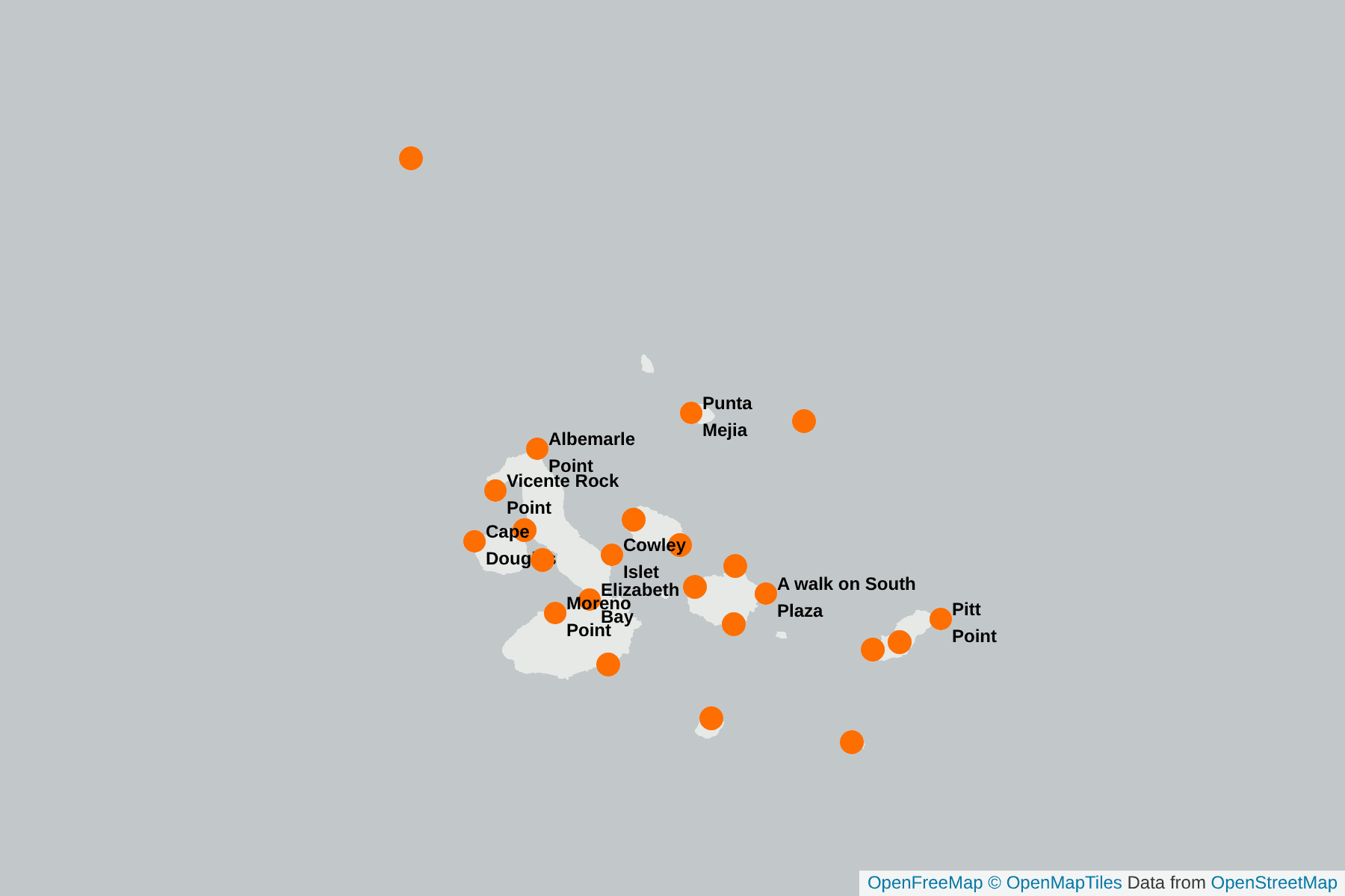 Map of Galapagos Marine Iguana