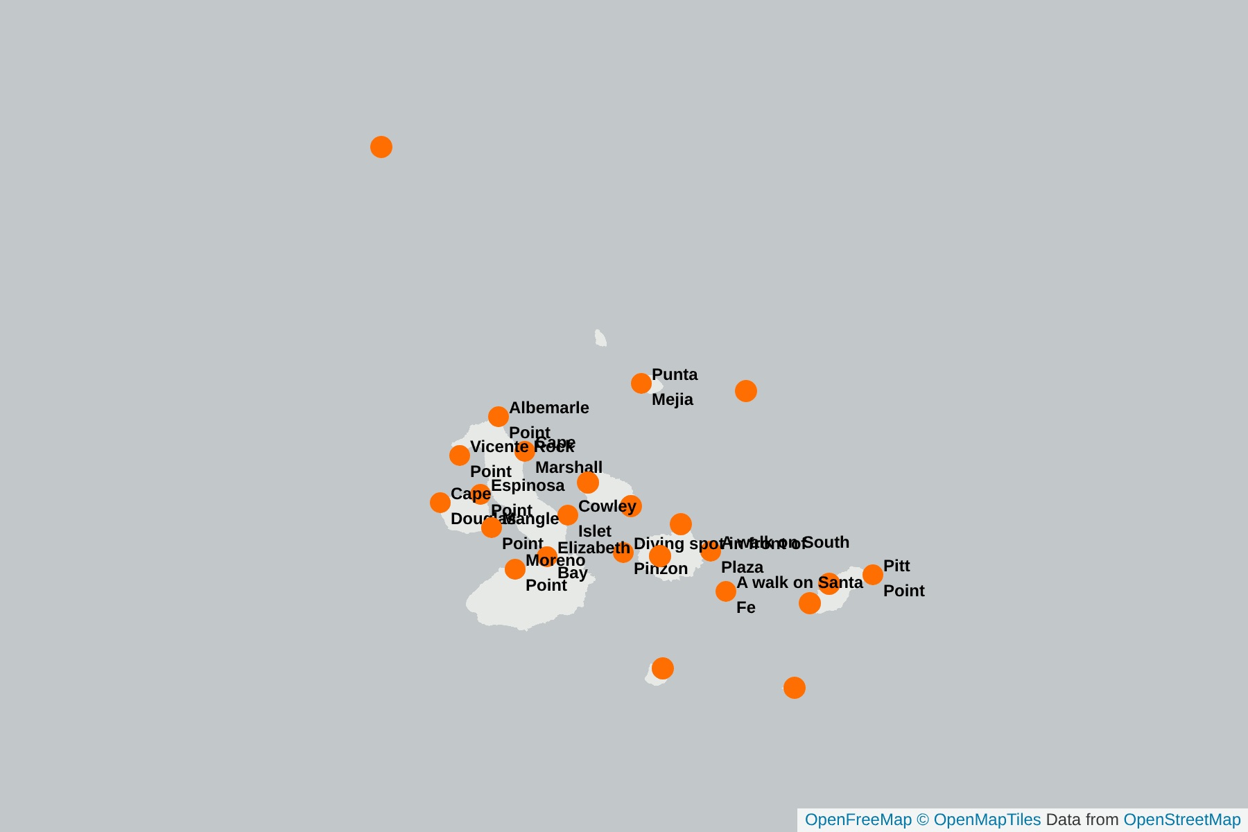 Map of Galapagos Petrel