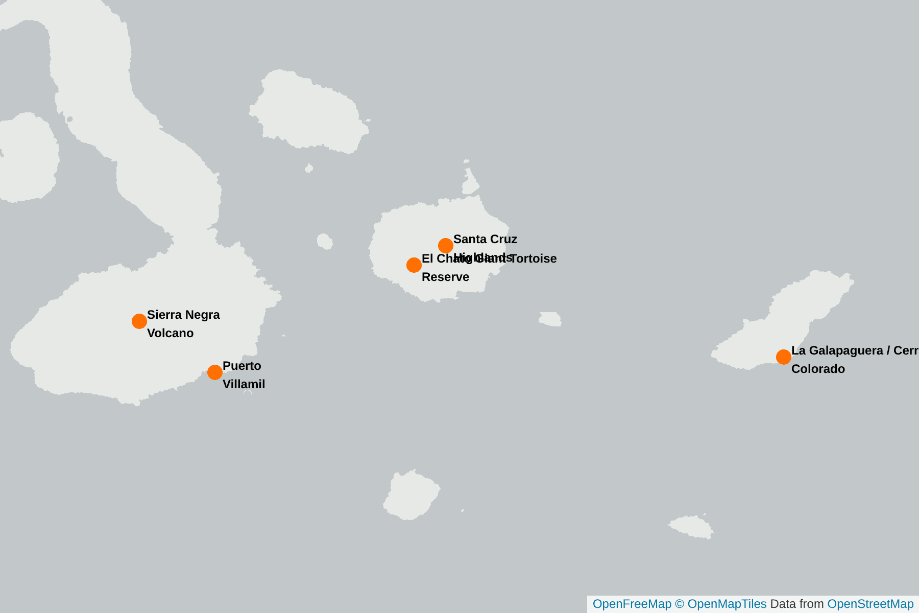 Map of Galapagos Red Bat
