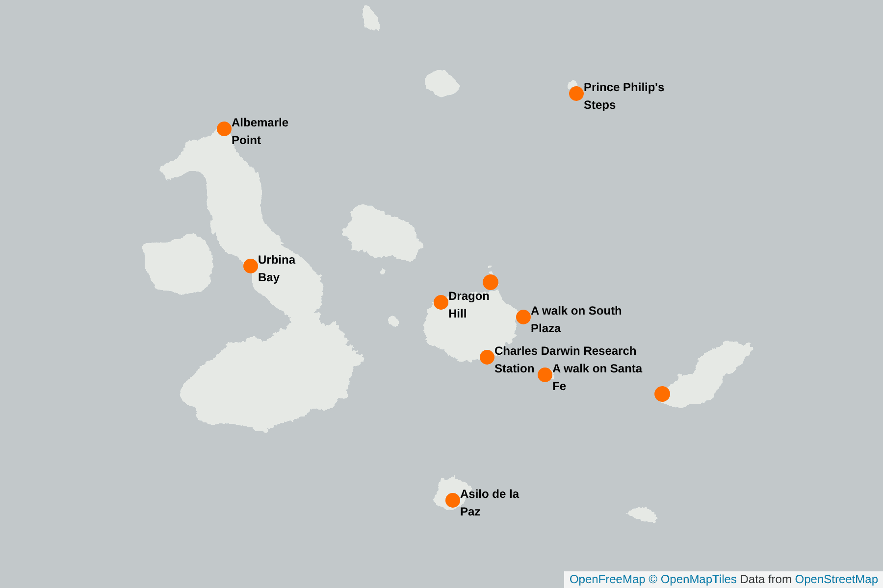 Map of Galapagos Land Iguana