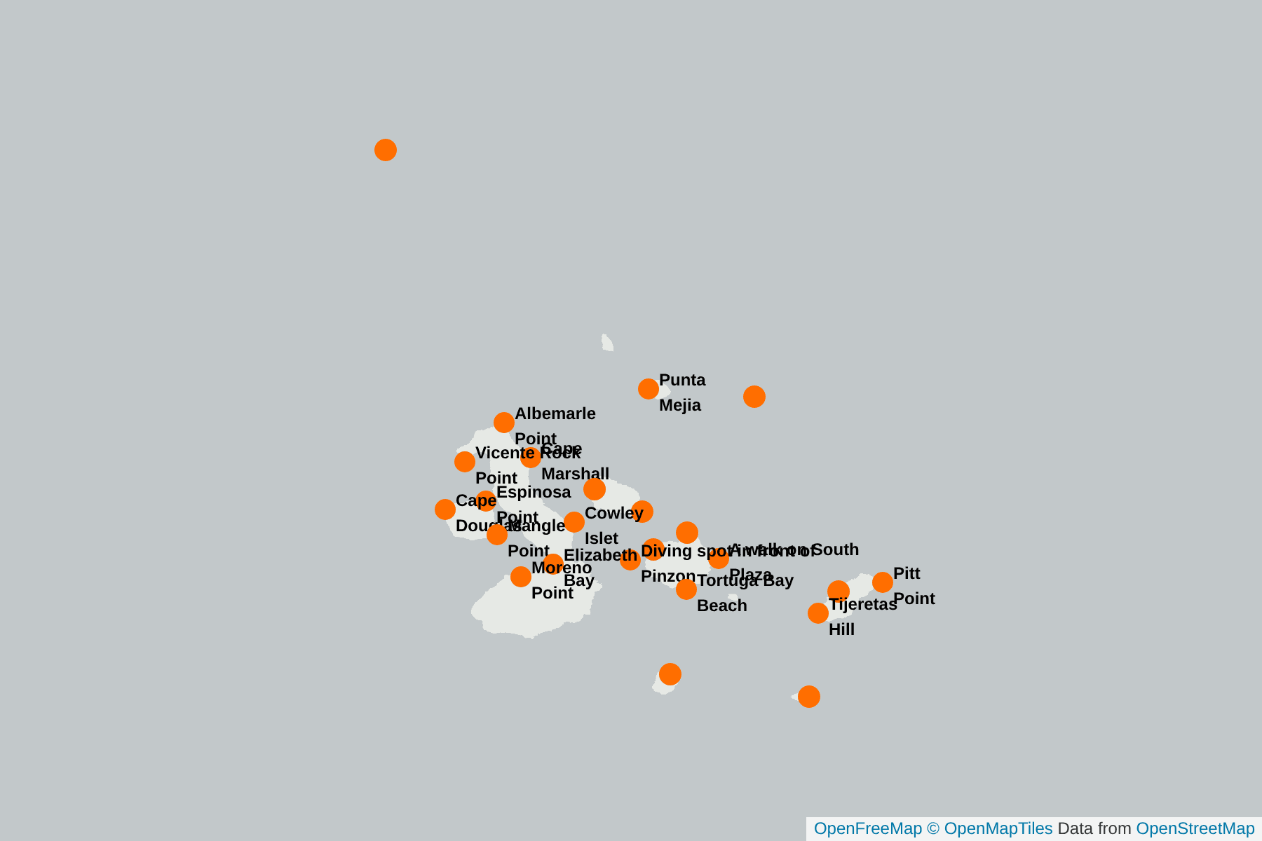 Map of Galapagos Shearwater
