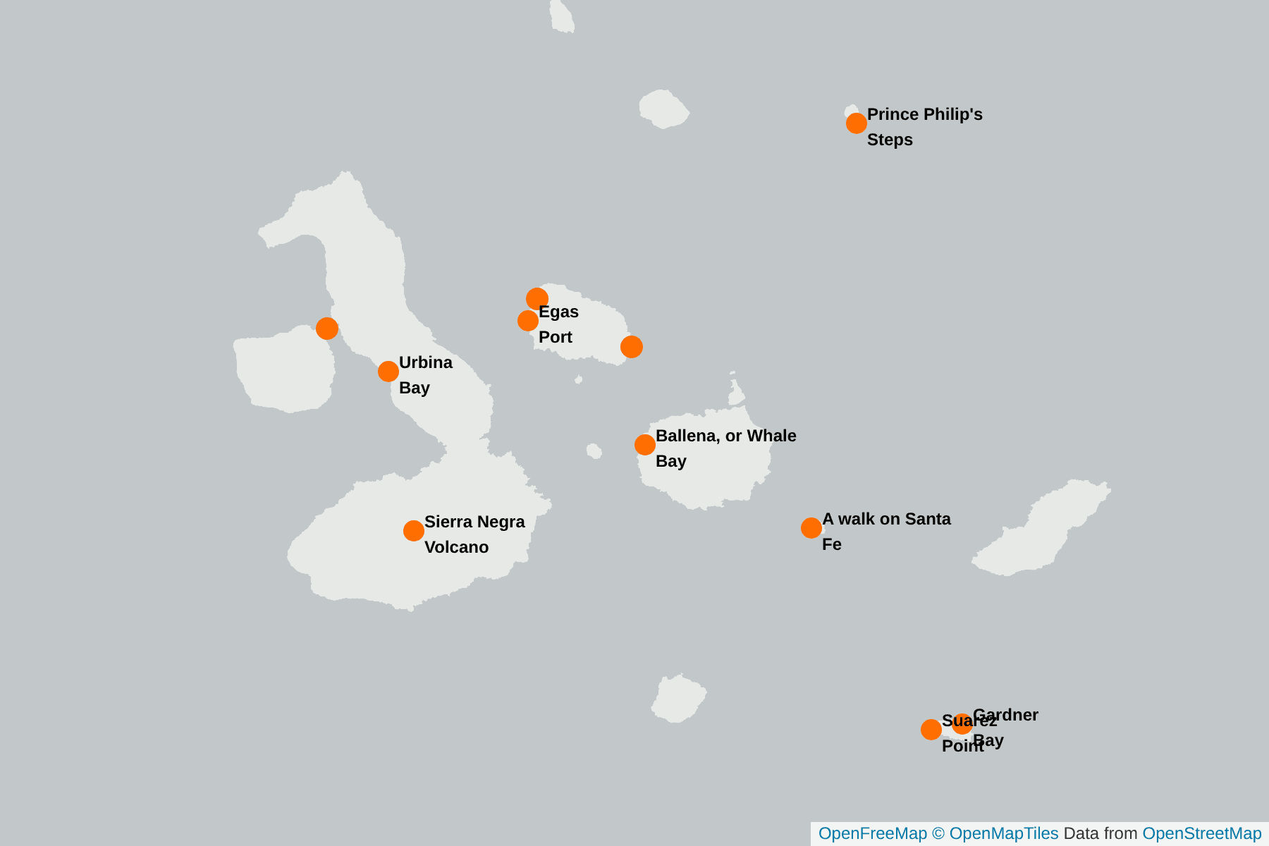 Map of Galapagos Hawk