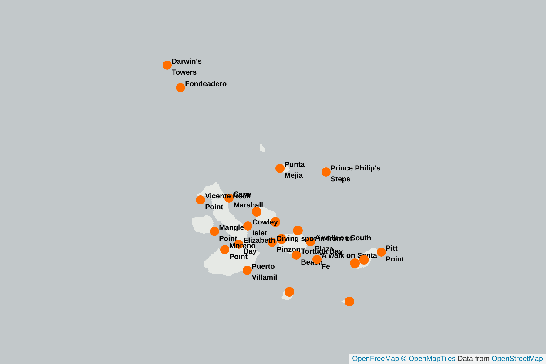 Map of Blue-Footed Booby