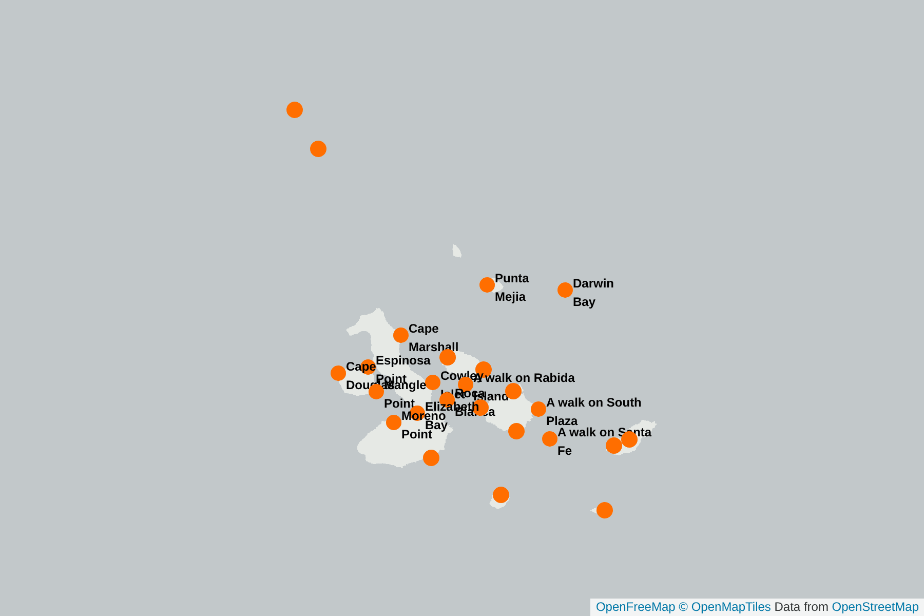 Map of Galapagos Sting Rays