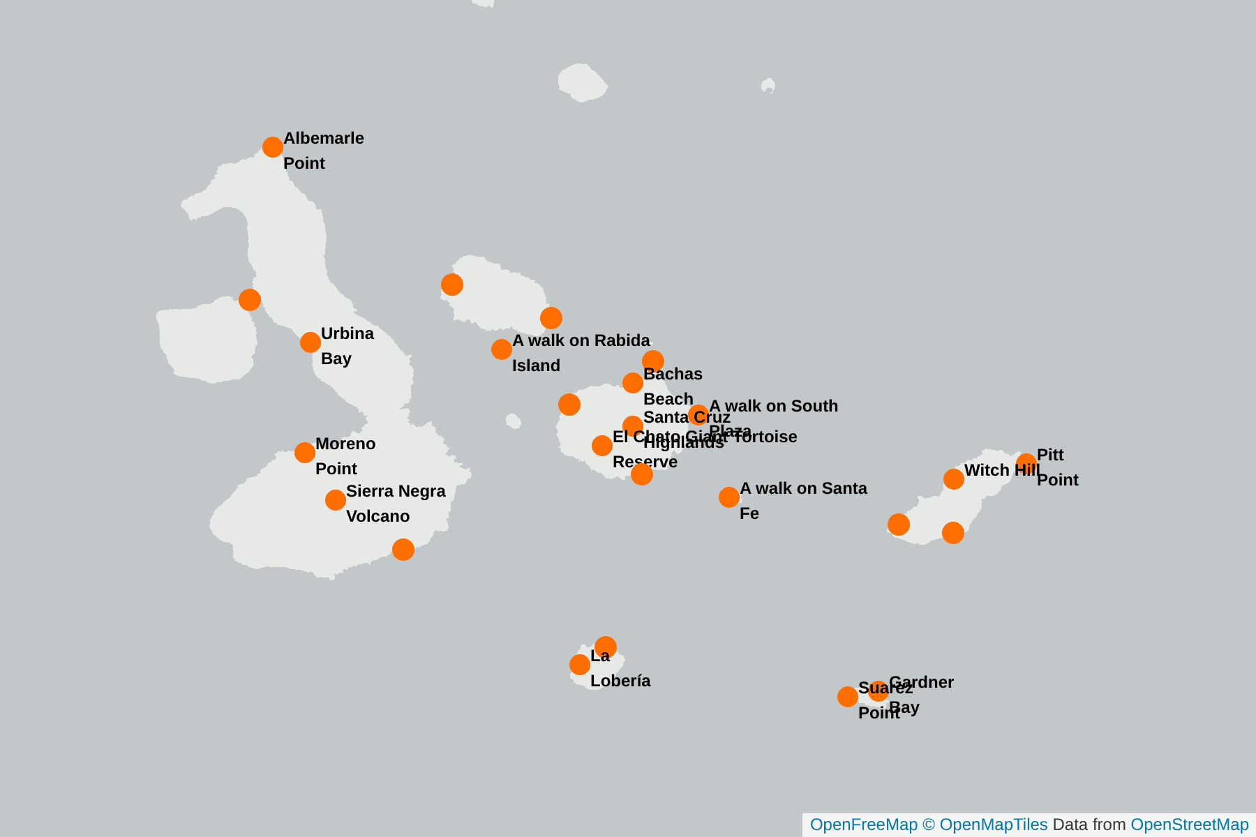 Map of Galapagos Lava Lizard