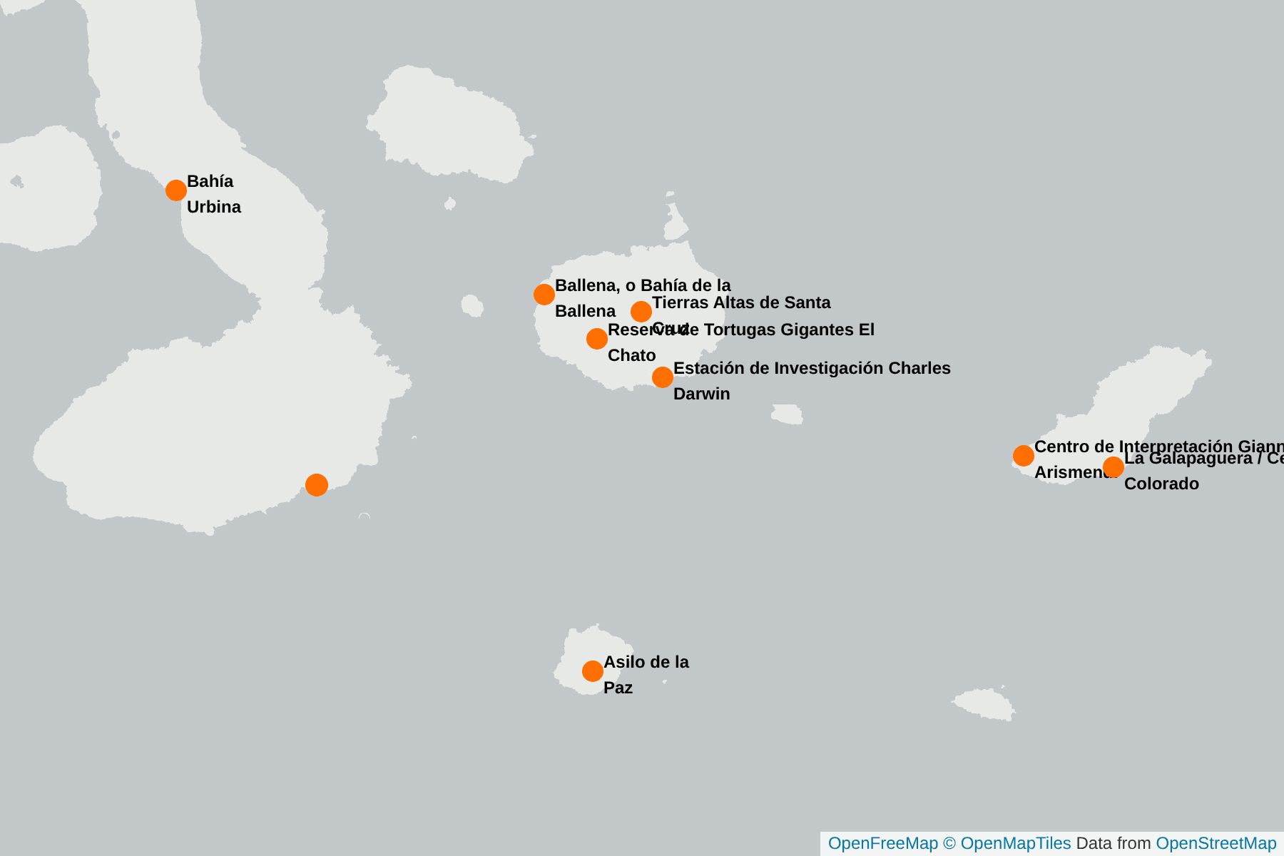 Mapa de Tortuga gigante de Galápagos