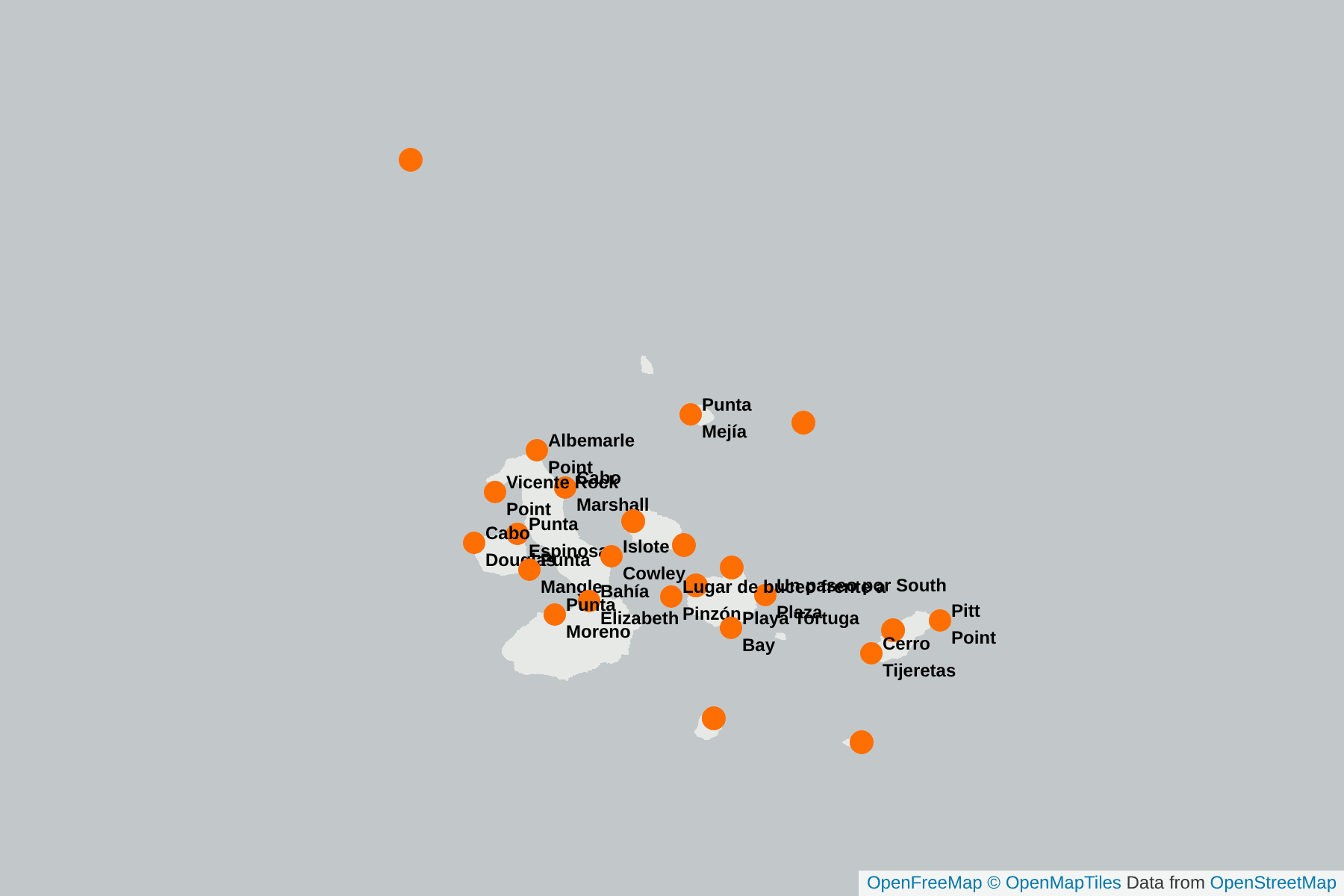 Mapa de Galapagos Pardela