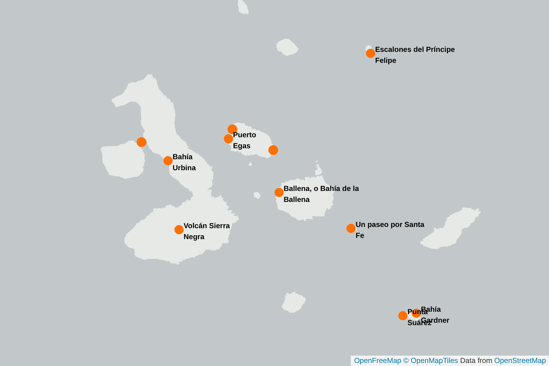 Mapa de Halcón Galápagos