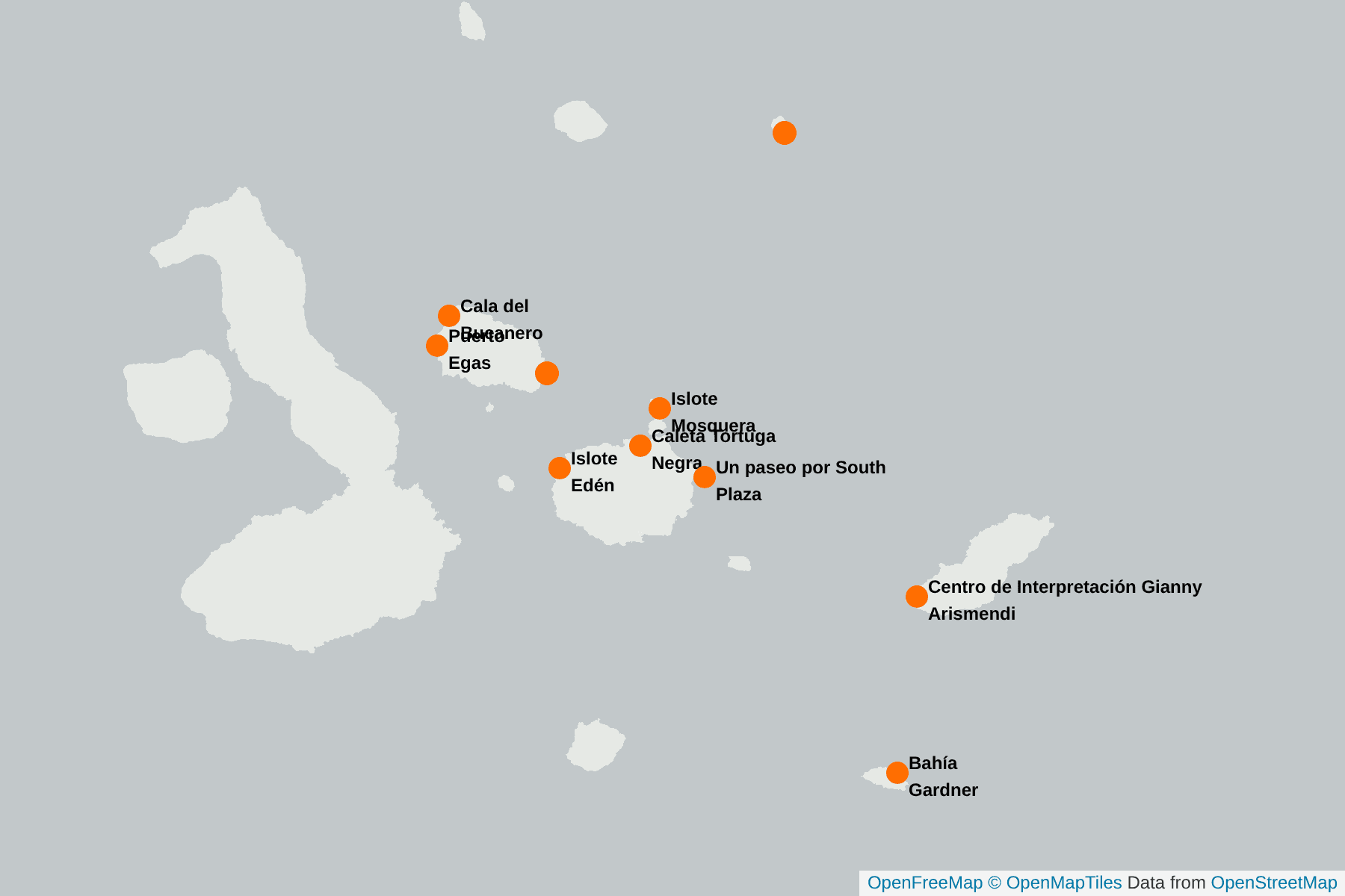 Mapa de Gaviota de lava de Galápagos
