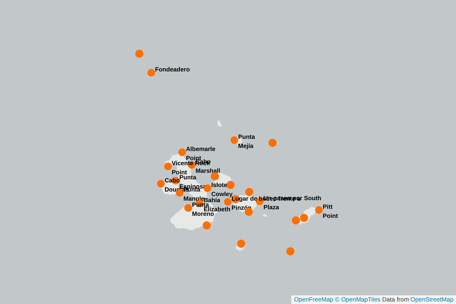 Mapa de Fragatas de Galápagos