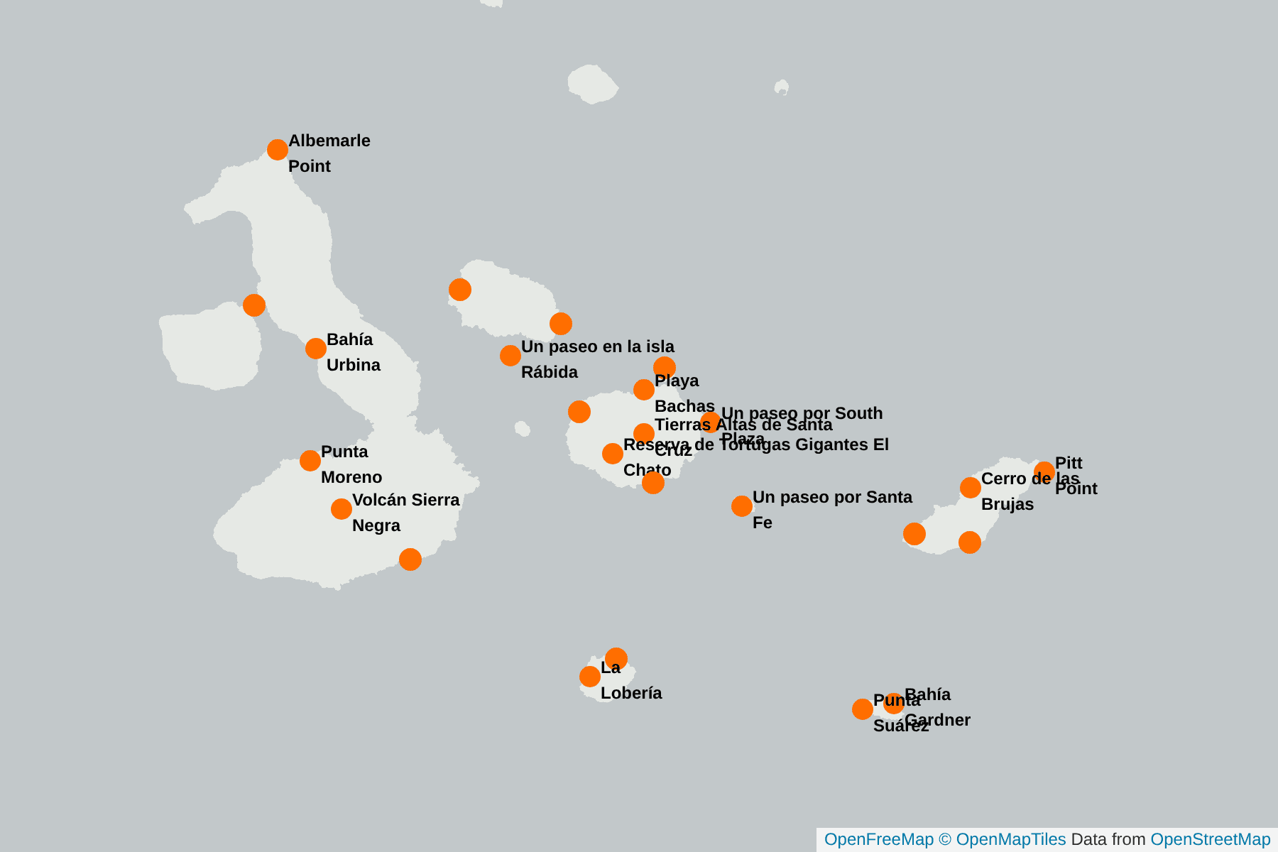 Mapa de Lagarto de Lava galápagos