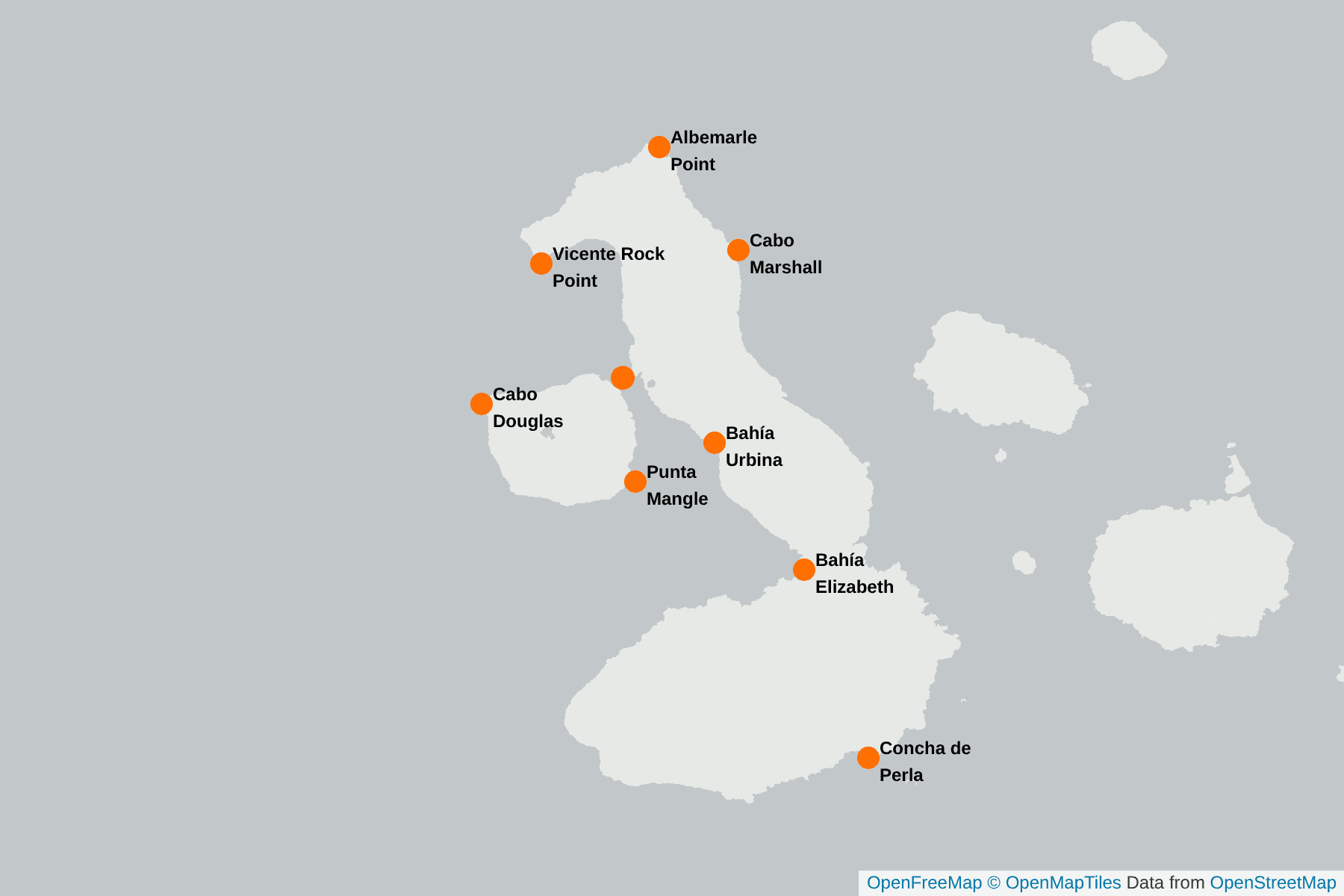 Mapa de Cormorán sin vuelo