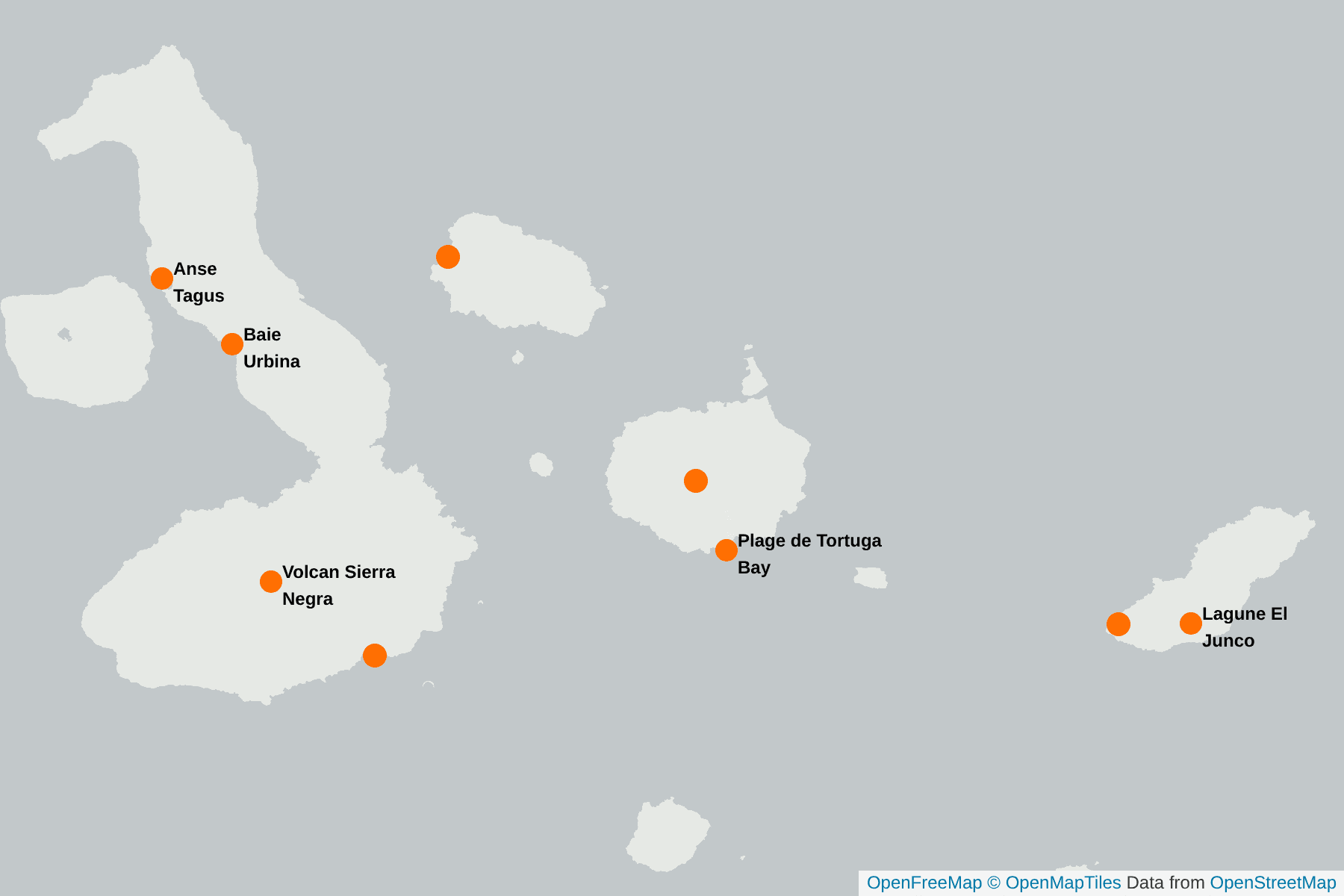 Carte de Moucherolle vermillon des Galapagos
