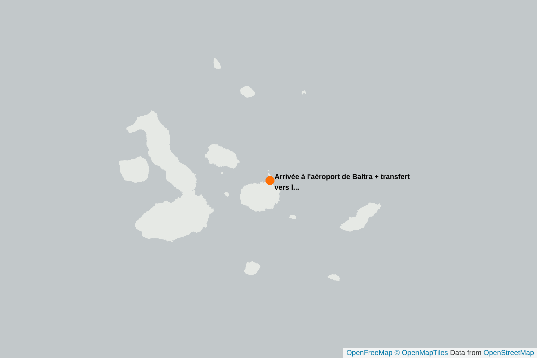 Carte de Arrivée à l'aéroport de Baltra + transfert vers le navire